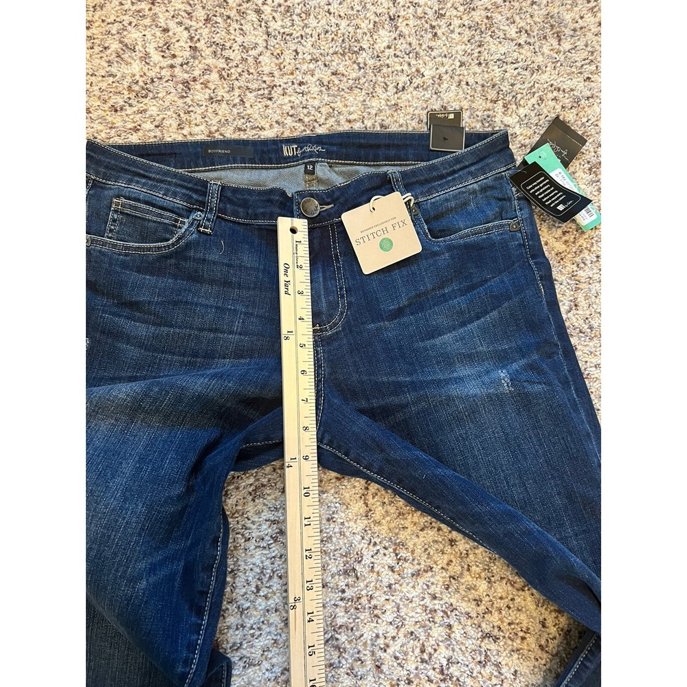 Kut From The Kloth New Cropped Womens Jeans Sz 12 Cuffed Blue Stretch Low Rise - Picture 5 of 10